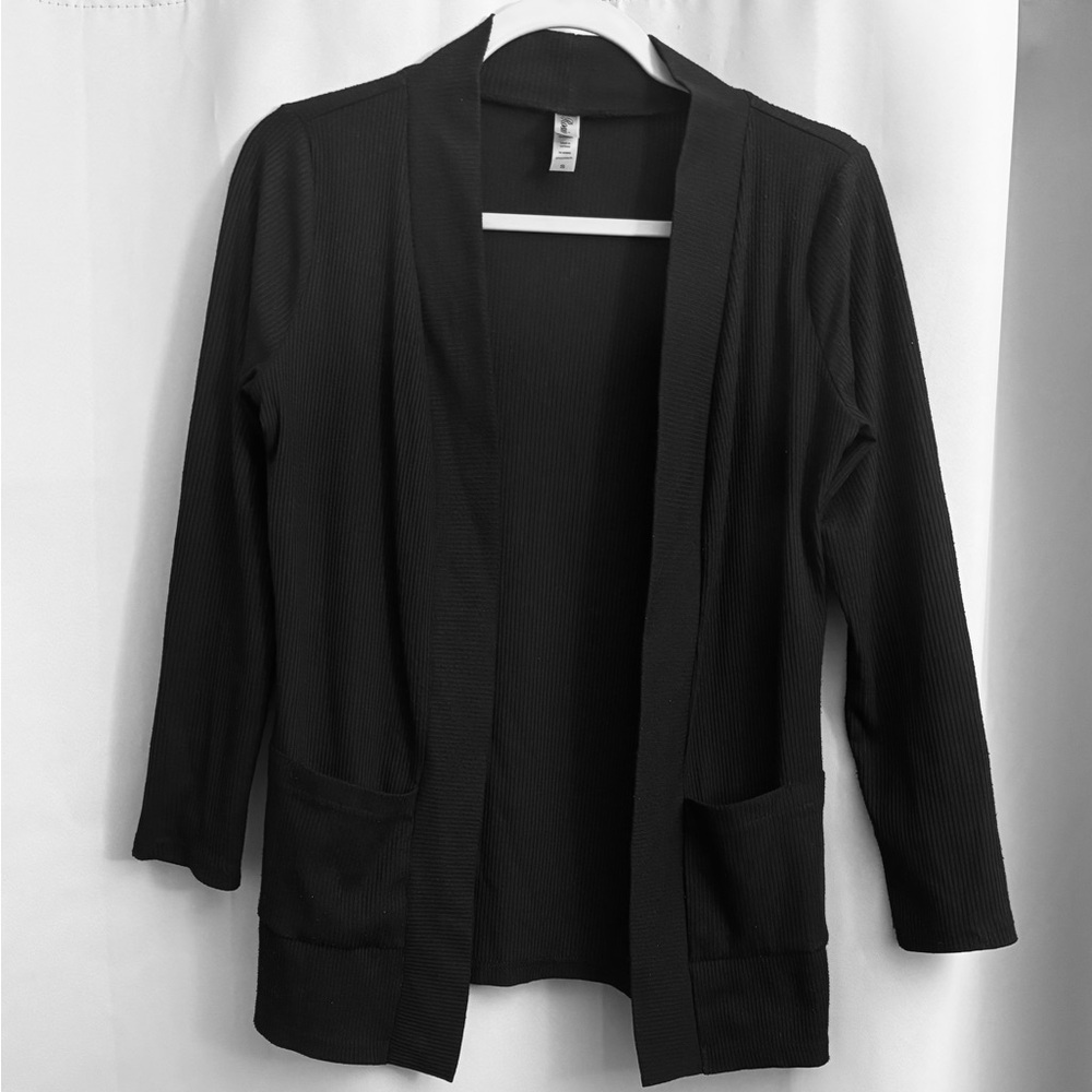 Black Open Front Cardigan